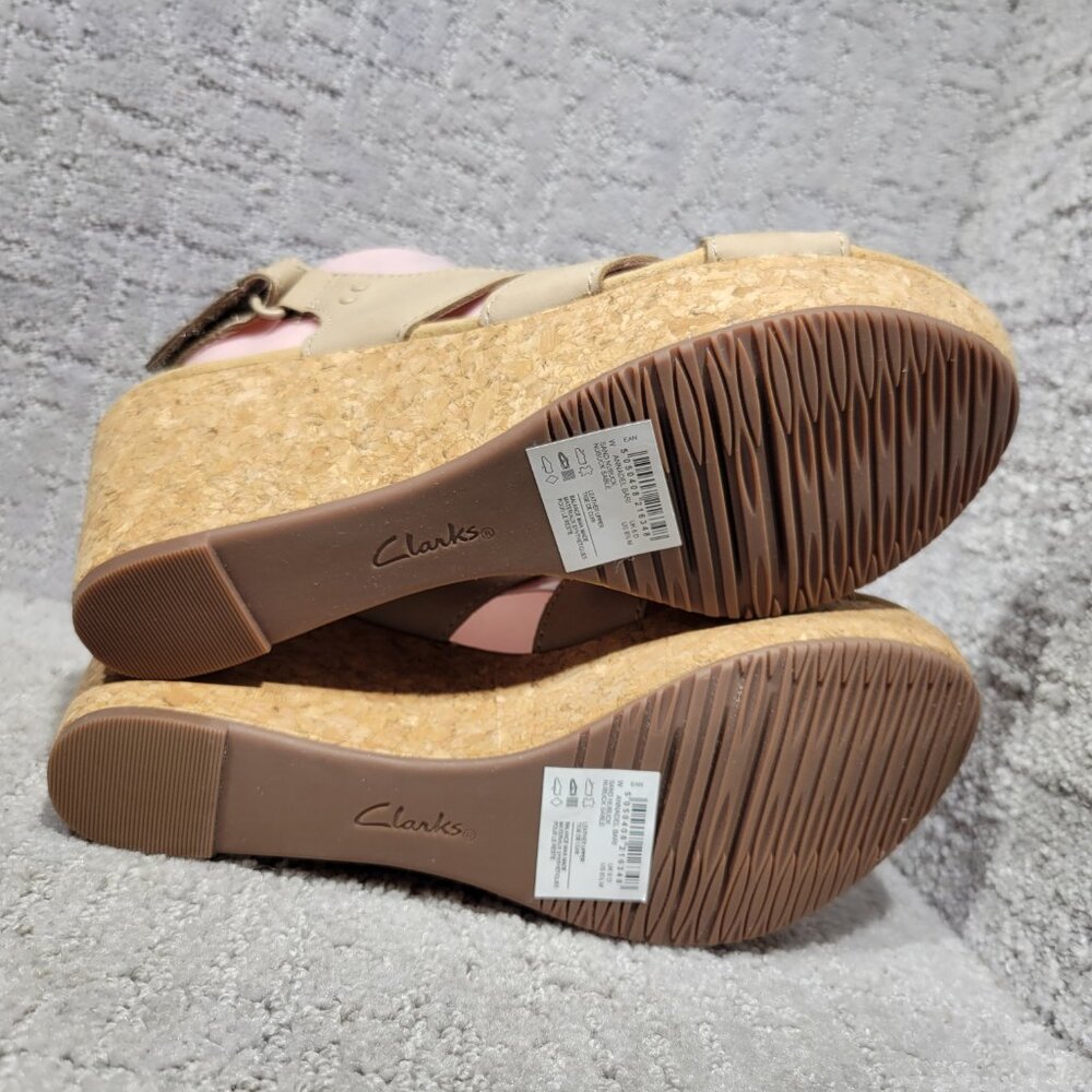 Clarks Annadel Bari Sand Leather Nubuck Wedge Sandals Womens Size 8.5,10,11 NEW - Picture 13 of 15